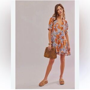 Free People Sugar Crush Mini Dress in Cobalt Combo Size Small